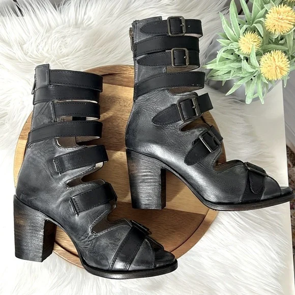 FREEBIRD l Bond Ankle Straps Open Toe Sandal Leather Boot Cowgirl Bohemian Sz. 9 - Picture 9 of 13